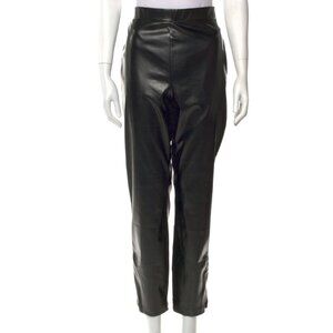 Halston Straight Leg Black Pleather Pants Size M